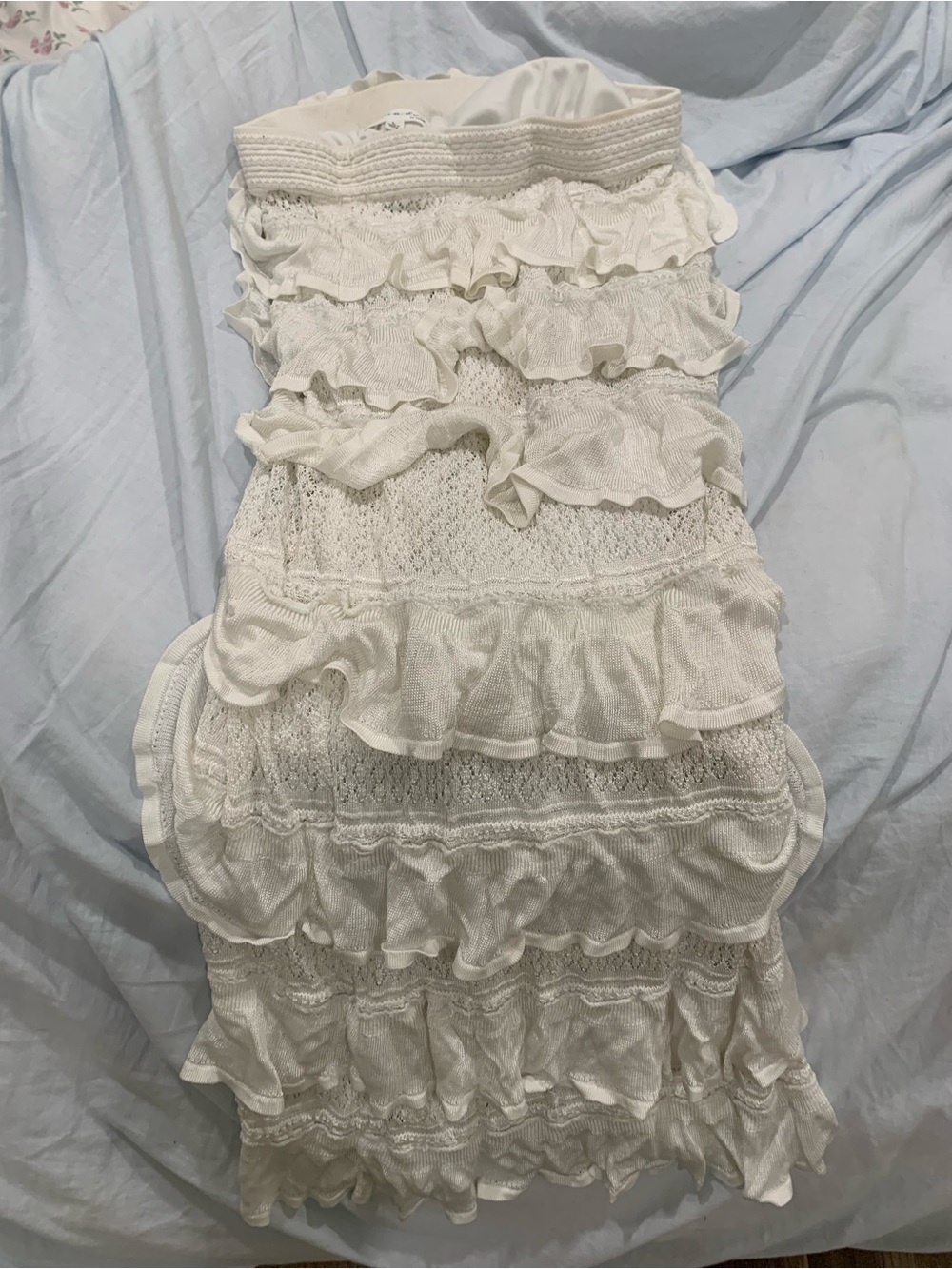 Women's White Ruffled Tiered Maxi Skirt — Elegant Flowy Silhouette